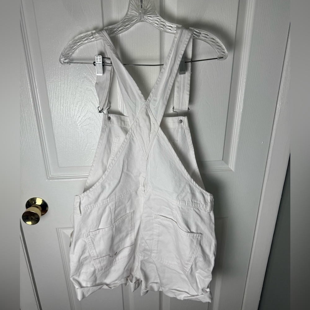 Free People Ziggy Denim Shortalls in Optic White M NEW - Picture 7 of 8